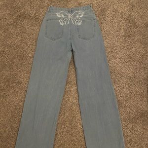 Blue Butterfly Jeans Size S Shein